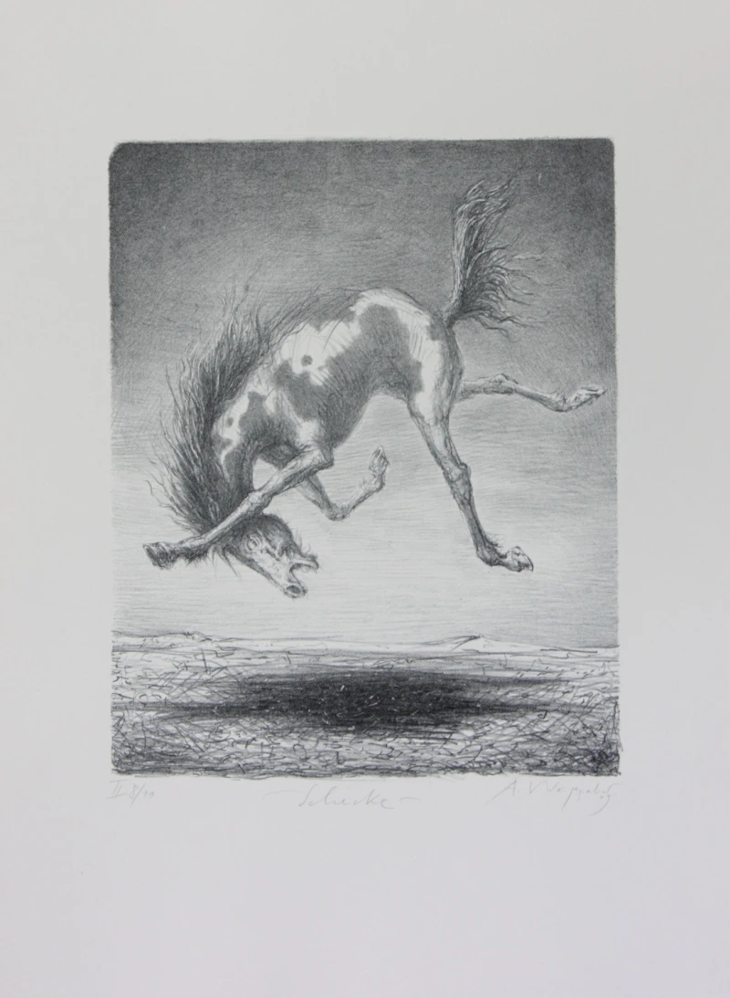 Schecke, 2009, Lithografie, 35 × 28 cm