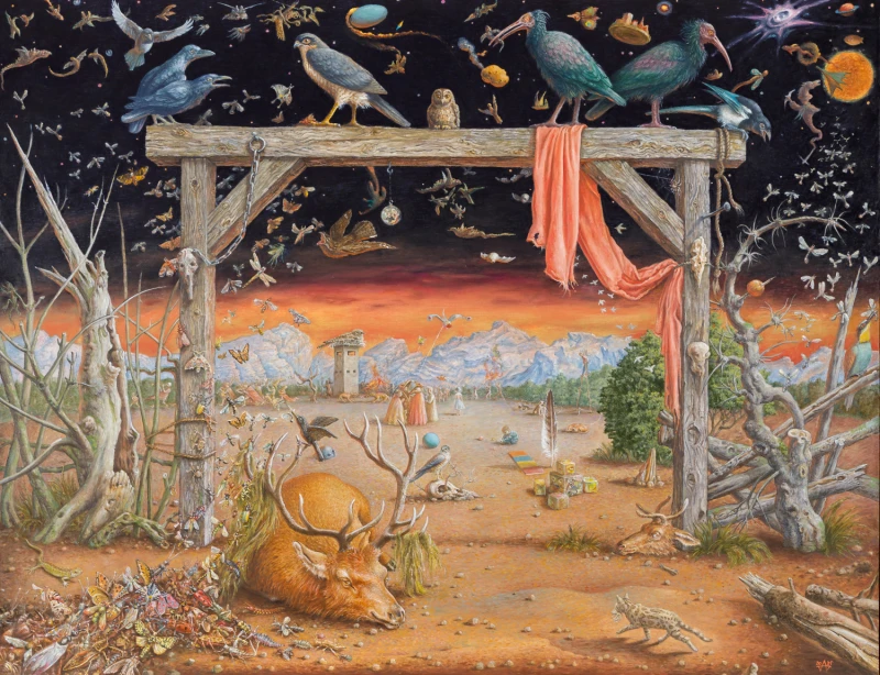 das Tor, 2025, Mischtechnik auf Platte, 100 × 131 cm