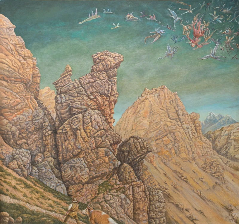 Antoniusjoch, 2024, Harzölfarbe auf Leinwand auf Platte, 68 × 74 cm